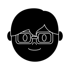cartoon man with glasses icon over white background vector illustration