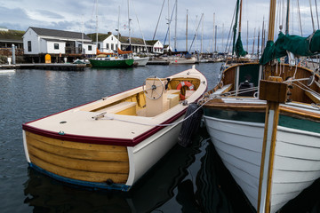 Wooden boats in marina
