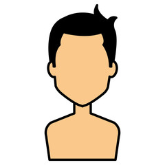 young man shirtless avatar character vector illustration design