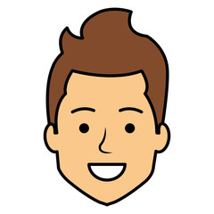young man head avatar character vector illustration design