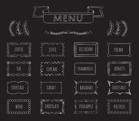 Cafe blackboard menu hand drawn set