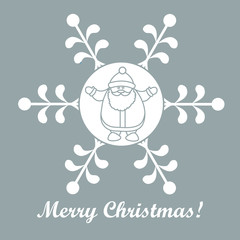 Christmas series: nice picture with Santa Claus in a snowflake in a linear style.