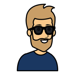 young man with sunglasses avatar character vector illustration design
