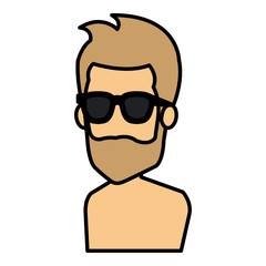 young man shirtless with sunglasses avatar character vector illustration design