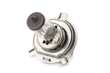 car lightbulb on white background