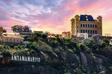 panorama of Antananarivo capital of Madagascar - obrazy, fototapety, plakaty