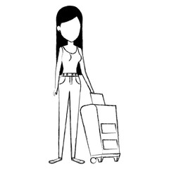 beautiful girl with suitcase vector illustration design