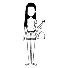 beautiful woman with bag avatar character vector illustration design