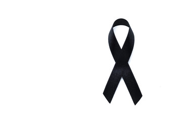 Black awareness ribbon. Melanoma and skin cancer prevention. Health and RIP concept