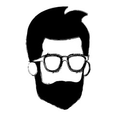 young man head avatar character vector illustration design