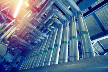 Industrial zone, Steel pipelines, valves and pumps