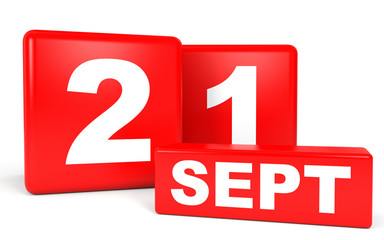September 21. Calendar on white background.