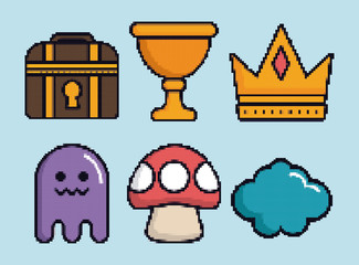 related icons of retro video games over blue background colorful design vector illustration