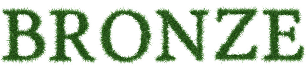 Bronze - 3D rendering fresh Grass letters isolated on whhite background.