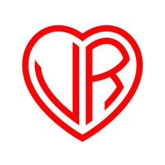 initial letters logo vr red monogram heart love shape