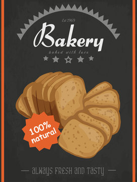 Vector poster with a bread product in a sketch style