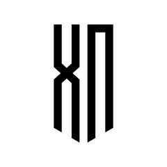 initial letters logo xn black monogram pentagon shield shape