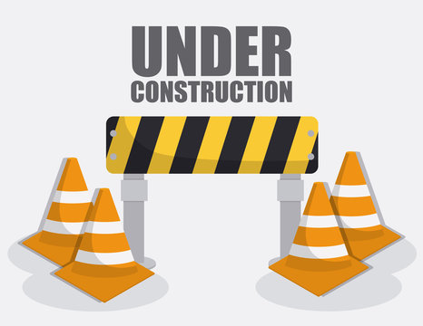 construction barrier and caution cones icon over white background colorful design vector illustration