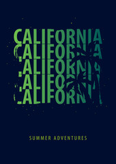 California Summer graphic with palms. T-shirt design and print.