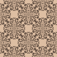 Seamless beige pattern with wallpaper ornaments