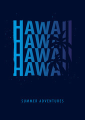Hawaii Summer graphic with palms. T-shirt design and print.