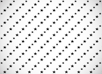Horizontal card. Pattern with black cartoon stars and moons on white background.