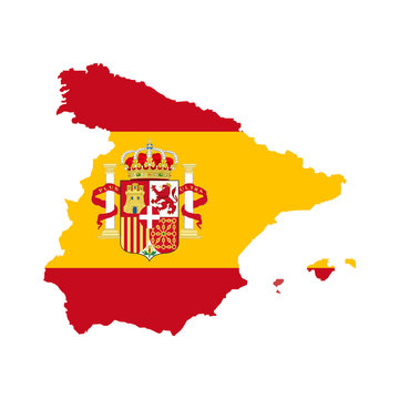 Spain Map With Spain Flag Inside