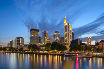 Fototapeta na wymiar Frankfurt night city skyline at business district, Frankfurt, Germany