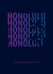 Honolulu Beach Summer graphic with palms. T-shirt design and print.