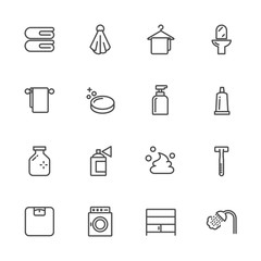 Bathroom Lines Icons. Vector outline icon.