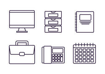 office elements related icons over white background vector illustration