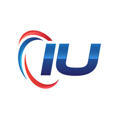 initial letter logo swoosh red blue