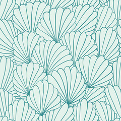 Seamless pattern background with abstract shell ornaments. Hand drawn illustration - 169513550