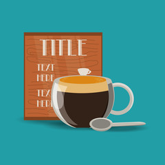 flat cup of coffee drink and menu concept vector illustration