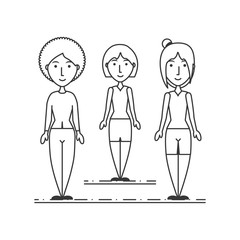 group woman people with hairstyle vector illustration