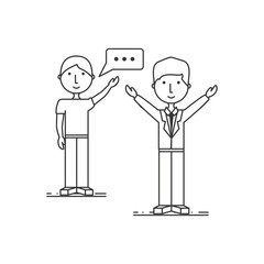 line man people conversation concept vector illustration