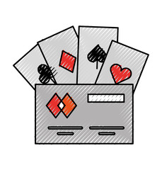 poker cards with credit card vector illustration design