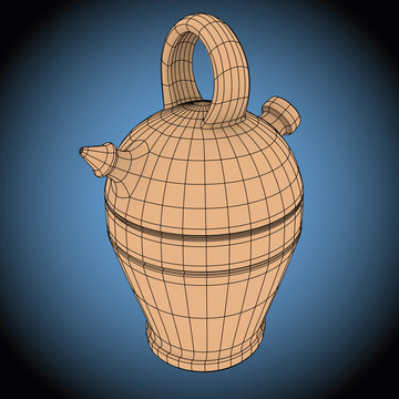 botijo wireframe typical spanish water container
