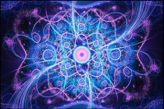 Fototapeta Stunning fractal wallpaper purple blue uv colors. 