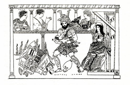 Heracles murdered his children in a fit of madness (at right his wife Megara) 