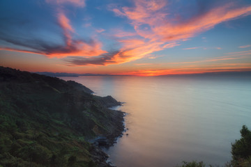 Fototapeta premium Sunset from Igueldo mountain in San Sebastian