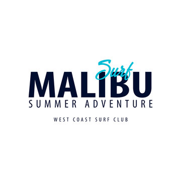 Malibu Surfing emblem or logo. Vector illustration.