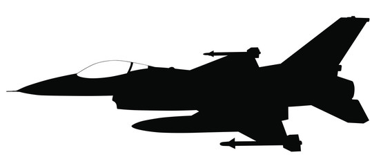 Vector silhouette of the fighter jet (F-16) in flight. - 169517123