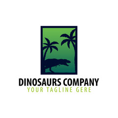 Dinosaurs company logo or emblem. Vector illustration.