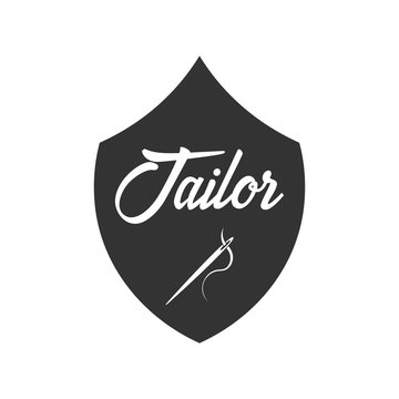 Tailor, sewing, handmade logo or emblem. Vector illustration.