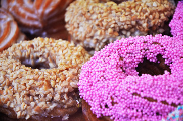 mix donuts close up
