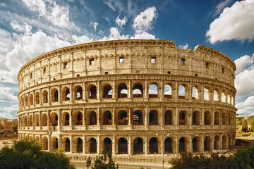 Fototapeta na wymiar The Coliseum or Flavian Amphitheatre (Amphitheatrum Flavium or Colosseo), Rome, Italy.