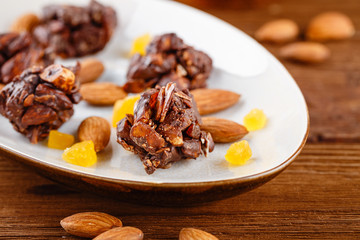Homemade chocolate and nuts snack balls