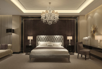 Chic classic luxury bedroom  interior - obrazy, fototapety, plakaty