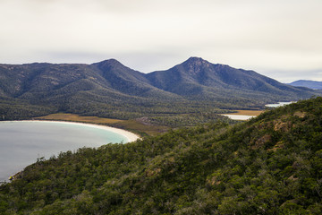 Wineglass Bay beach located in Freycinet National Park, Tasmania.